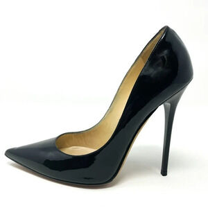 Jimmy Choo Anouk 120 Patent  Leather Pump Heel Black Sz 7.5